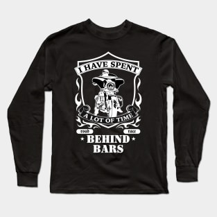 Biker T-shirt, I have spent a lot of time behind bars, Gift Idea for Biker, Funny Motorcycle Shirt Collection Long Sleeve T-Shirt